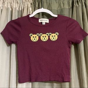 Burgundy Bear crop top from brand Obsessive Love